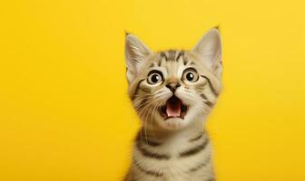 Playful cat with a surprised expression. AI generative. photo