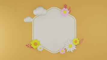 3D orange background spring sale minimalist white board, suitable for product promotion, 3D illustration animation loop. video