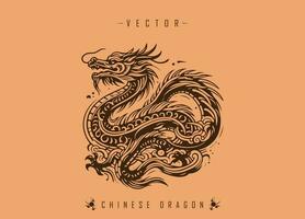 The Ancient Art of Dragon Illustration in Oriental Decorative Style vector