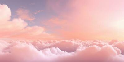 Breathtaking sunset with a sky painted in soft pink hues. AI generative. photo