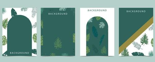green frame collection of safari background set.Editable vector illustration for birthday invitation,postcard and sticker