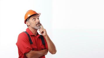 American Worker in Thoughtful Pose AI generated photo