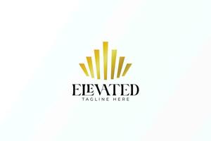 Elevate Abstract Throne Crown Gold Business Company Finance Developer Structure Logo Concept vector