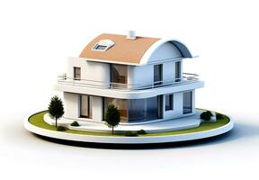 3d casa modelo en blanco antecedentes foto