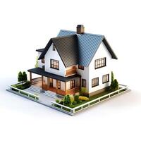 3d house model on white background photo