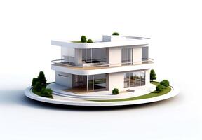 3d casa modelo en blanco antecedentes foto