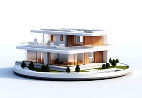 3d casa modelo en blanco antecedentes foto