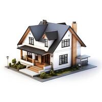 3d house model on white background photo