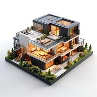 3d house model on white background photo