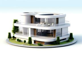 3d house model on white background photo