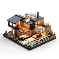 3d casa modelo en blanco antecedentes foto