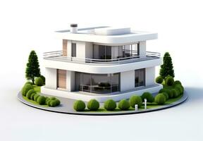 3d casa modelo en blanco antecedentes foto