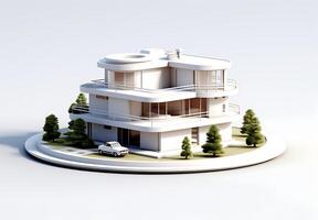 3d casa modelo en blanco antecedentes foto