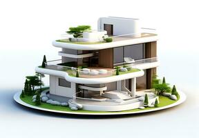 3d house model on white background photo