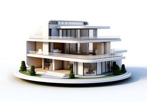 3d casa modelo en blanco antecedentes foto