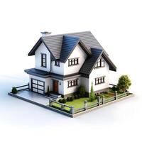 3d house model on white background photo