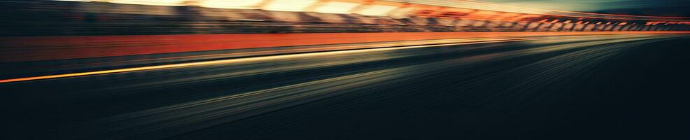 Dynamic blurred image of a fast-paced race track. AI generative photo