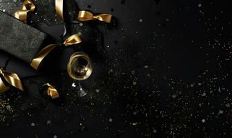 Raise a toast with a bubbly champagne glass, adorned with festive confetti. AI generative photo