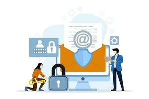 personal data security concept, online about cyber data security, internet security, or information privacy. security from hacker attacks. prevent hackers from stealing personal data. vector. vector