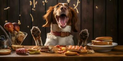 alegre perro sabores un sabroso tratar de caliente perros. ai generativo. foto