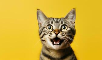 Playful cat with a surprised expression. AI generative. photo