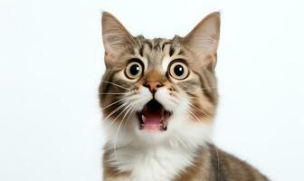 Intrigued cat gazes directly into the camera. AI generative. photo