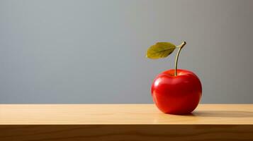 Photo of Acerola on a minimalist table. Generative AI