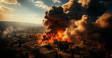bomba explosión en Palestina, israelí ataque en gaza, oriental guerra - ai generado imagen foto