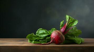 Photo of Beet on a minimalist table. Generative AI