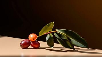 foto de café Fruta en un minimalista mesa. generativo ai