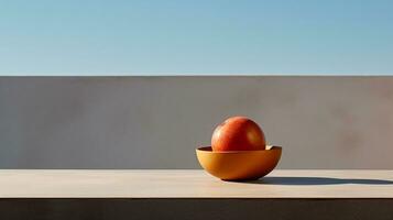 Photo of Cupuacu fruit on a minimalist table. Generative AI