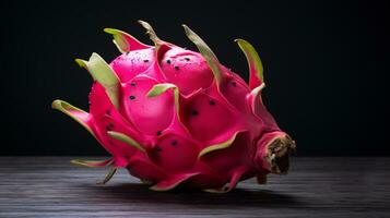 Photo of Dragon fruit on a minimalist table. Generative AI