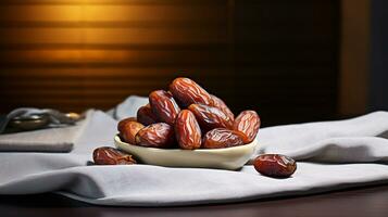 Photo of Date on a minimalist table. Generative AI