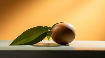 Photo of Cupuacu fruit on a minimalist table. Generative AI