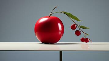 Photo of Flamboyant fruit on a minimalist table. Generative AI