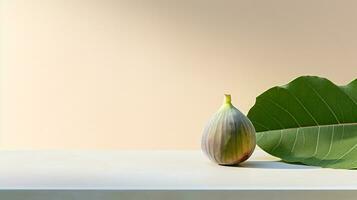 Photo of Fig on a minimalist table. Generative AI