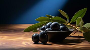 Photo of Jaboticaba on a minimalist table. Generative AI