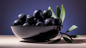 Photo of Jaboticaba on a minimalist table. Generative AI