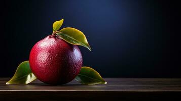 Photo of Mangosteen on a minimalist table. Generative AI