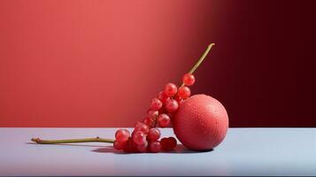 Photo of Redcurrent on a minimalist table. Generative AI