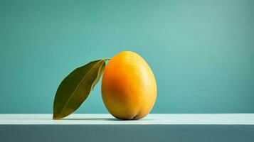 Photo of Saipan mango on a minimalist table. Generative AI