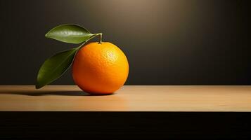 Photo of Satsuma on a minimalist table. Generative AI