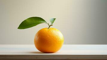 Photo of Satsuma on a minimalist table. Generative AI