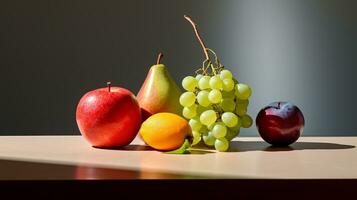 Photo of Rukem fruit on a minimalist table. Generative AI