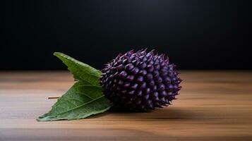 Photo of Thistle on a minimalist table. Generative AI