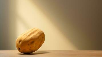 Photo of Yam bean on a minimalist table. Generative AI