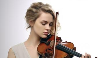 un hembra violinista obras de teatro música ai generado foto
