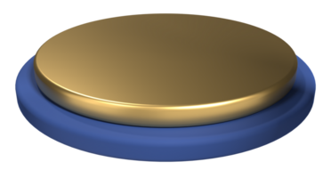 esvaziar azul ouro 3d pódio estágio. esvaziar volta dourado pódio cena. esvaziar luxo pedestal. 3d Renderização png