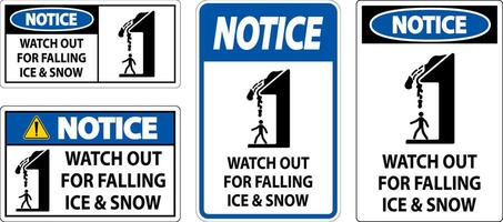 Notice Sign Watch Out For Falling Ice And Snow vector