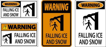 Ice and Snow Warning Sign Caution - Falling Ice And Snow Sign vector